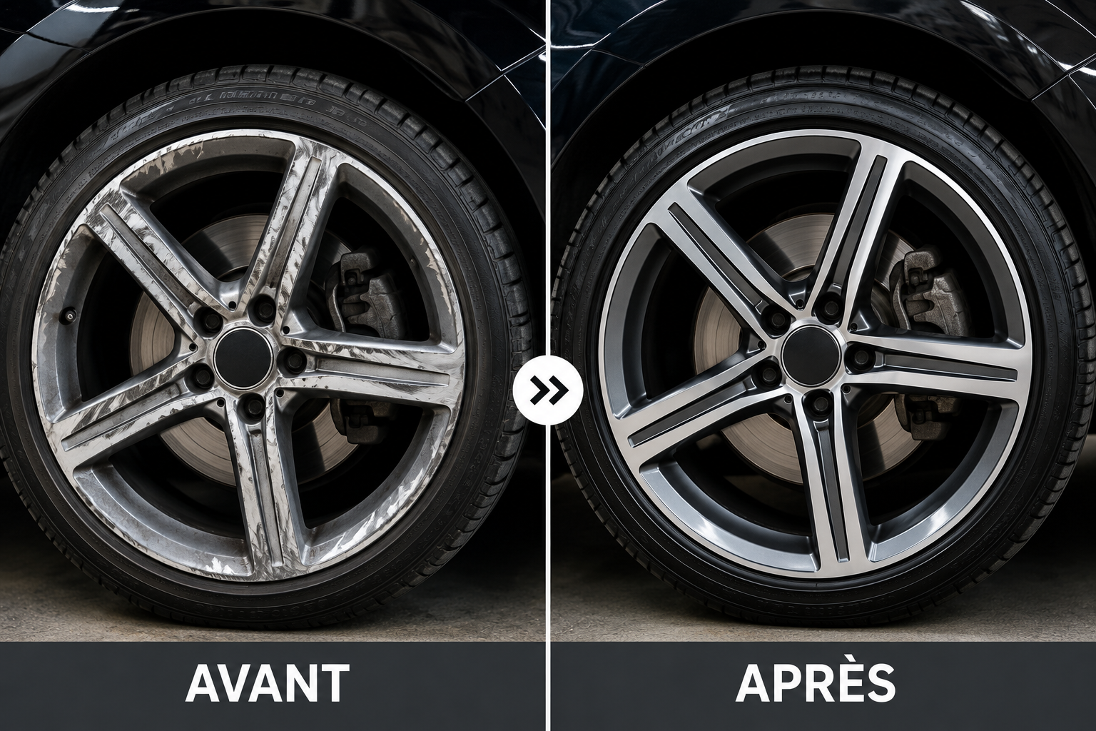 Avant et après rénovation d’une jante